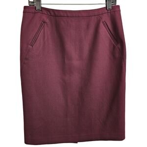 NEW LOFT Burgundy Pencil Skirt Size 8 Business Work Office Secretary